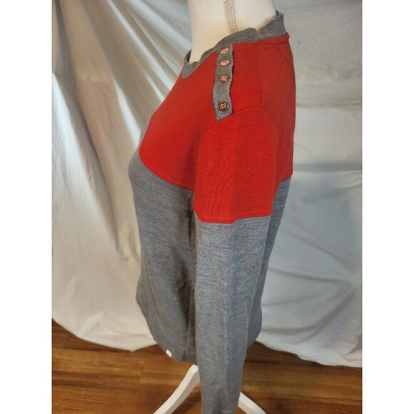 Womans We Norwegians Merino Wool Red Gray Crew Neck Sweater Size Small - Picture 4 of 6